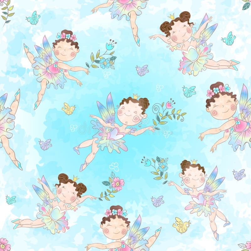 Modelo inconsútil con las pequeñas hadas mágicas lindas Vector libre illustration Modelo inconsútil con las pequeñas hadas mágicas lindas Vector libre illustration