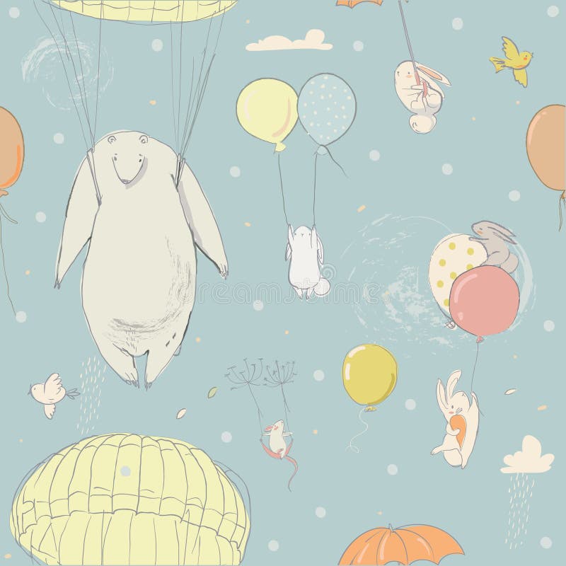 Modelo inconsútil con las pequeñas liebres lindas y el oso polar libre illustration Modelo inconsútil con las pequeñas liebres lindas y el oso polar libre illustration