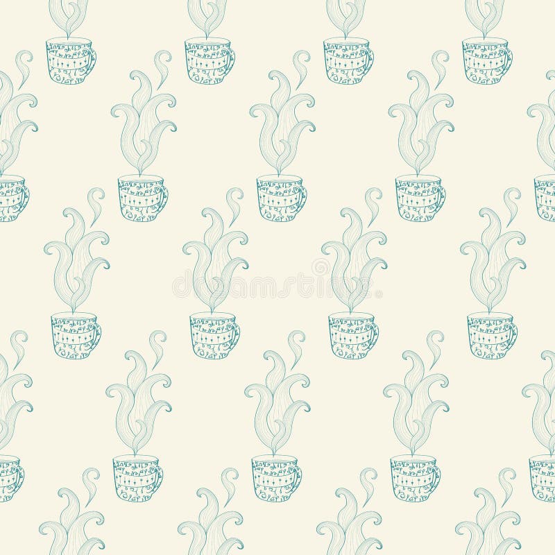 Patrón continuo con tazas de té ilustración del vector