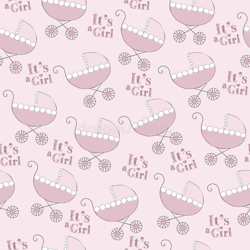 Modelo inconsútil con los cochecitos rosados stock de ilustración Modelo inconsútil con los cochecitos rosados stock de ilustración