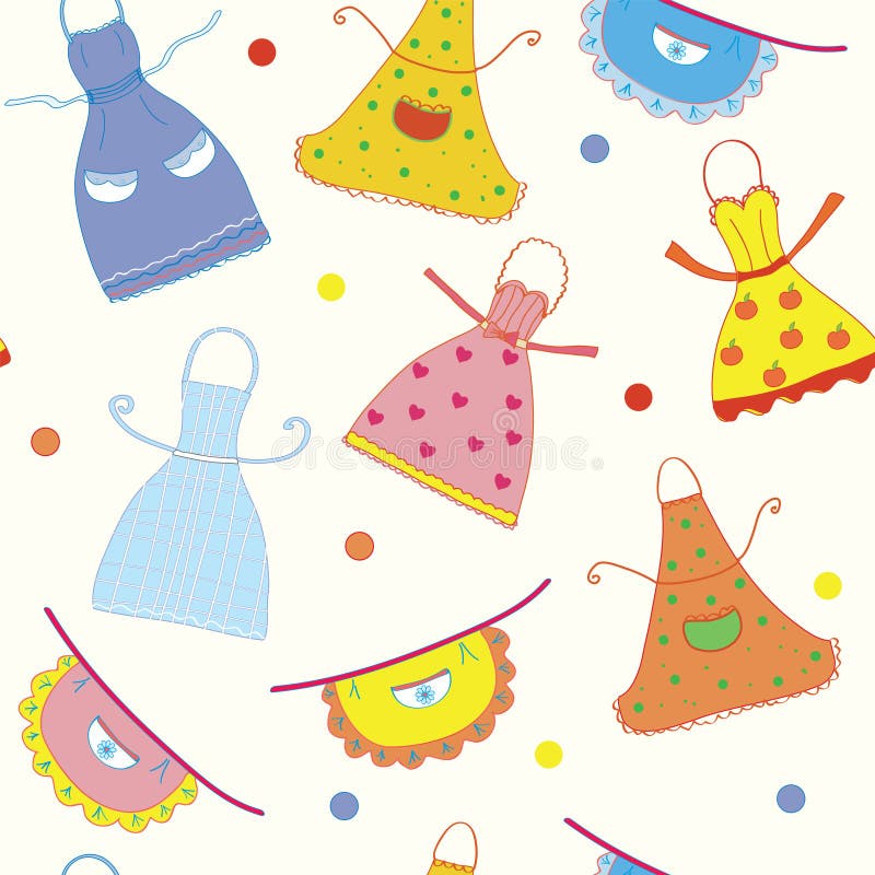 Seamless pattern with funny aprons set. Seamless pattern with funny aprons set