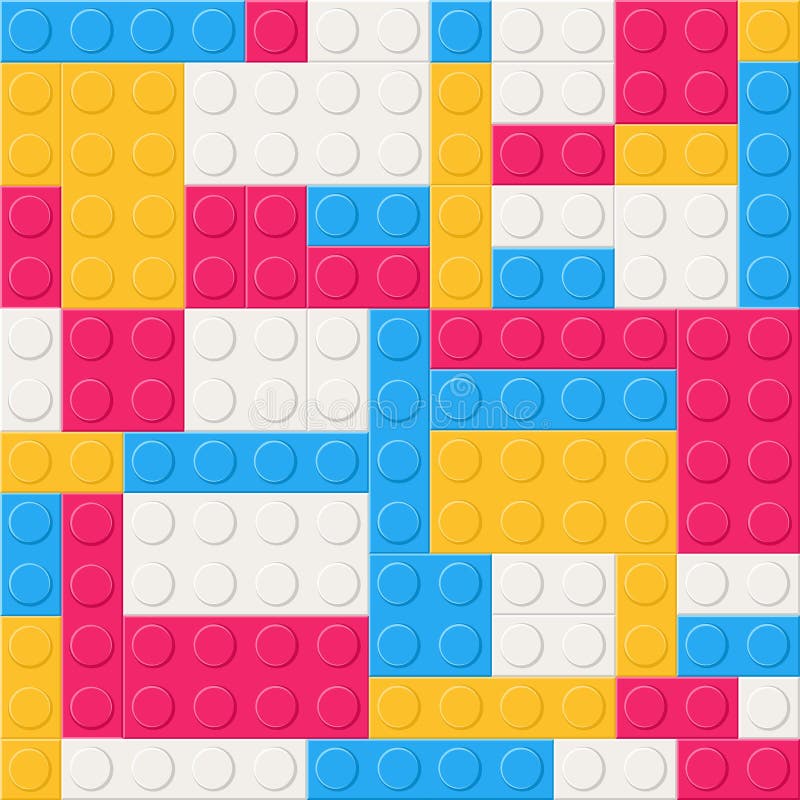Modelo inconsútil con los detalles, las piezas o los pedazos plásticos de la construcción Contexto con los ladrillos coloridos de libre illustration