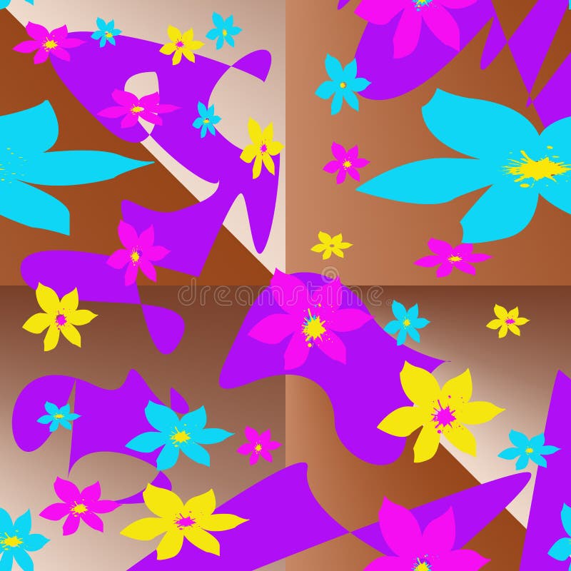 Modelo inconsútil con los elementos multicolores bajo la forma de flores estilizadas y puntos abstractos ilustración del vector Modelo inconsútil con los elementos multicolores bajo la forma de flores estilizadas y puntos abstractos ilustración del vector