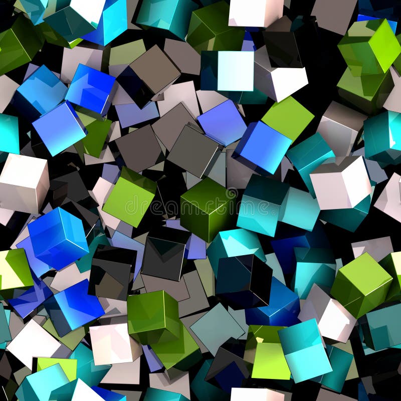 Modelo inconsútil de cubos coloreados azules, verdes, blancos y negros ilustración del vector Modelo inconsútil de cubos coloreados azules, verdes, blancos y negros ilustración del vector