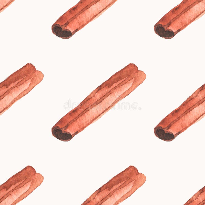 Modelo inconsútil de la acuarela con canela en ilustración del vector Modelo inconsútil de la acuarela con canela en ilustración del vector