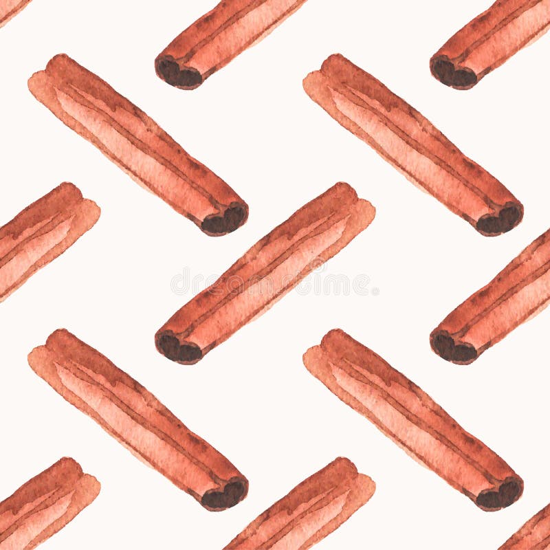 Modelo inconsútil de la acuarela con canela en ilustración del vector Modelo inconsútil de la acuarela con canela en ilustración del vector