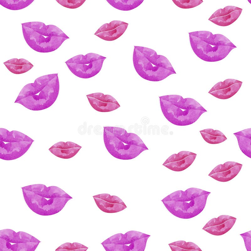 Modelo inconsútil de la acuarela con los labios y sonrisa libre illustration Modelo inconsútil de la acuarela con los labios y sonrisa libre illustration