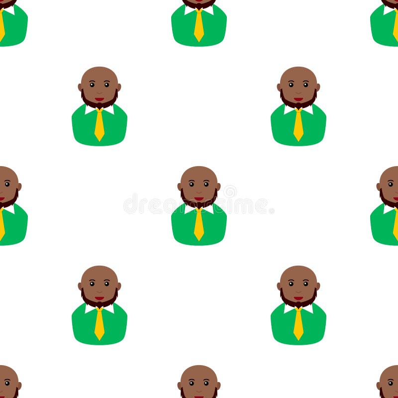Modelo inconsútil de la barba calva del hombre del negro stock de ilustración Modelo inconsútil de la barba calva del hombre del negro stock de ilustración