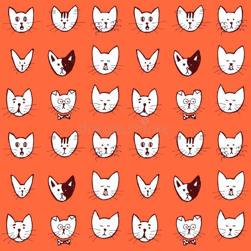 Modelo inconsútil de la cara del gato del bosquejo libre illustration Modelo inconsútil de la cara del gato del bosquejo libre illustration