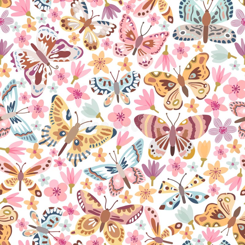 Modelo inconsútil de la mariposa del vector stock de ilustración Modelo inconsútil de la mariposa del vector stock de ilustración