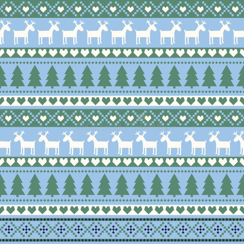 Seamless Christmas pattern, card - Scandinavian sweater style. Cute Christmas background - Xmas trees, deers, hearts and snowflakes. Happy New Year background. Vector design for winter holidays. Seamless Christmas pattern, card - Scandinavian sweater style. Cute Christmas background - Xmas trees, deers, hearts and snowflakes. Happy New Year background. Vector design for winter holidays.