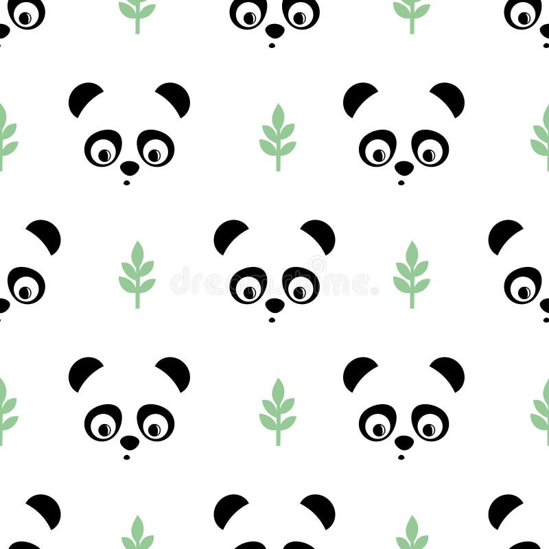 Modelo inconsútil de la panda con las ramitas verdes Fondo lindo del vector con la panda del animal del bebé libre illustration Modelo inconsútil de la panda con las ramitas verdes Fondo lindo del vector con la panda del animal del bebé libre illustration
