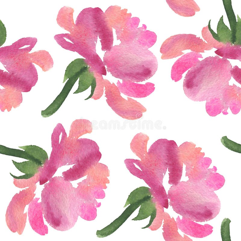 Modelo inconsútil de las flores color de rosa de la acuarela rosada libre illustration Modelo inconsútil de las flores color de rosa de la acuarela rosada libre illustration