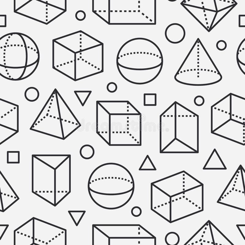 Modelo inconsútil de las formas geométricas con la línea plana iconos Fondo abstracto moderno para la geometría, educación de la stock de ilustración Modelo inconsútil de las formas geométricas con la línea plana iconos Fondo abstracto moderno para la geometría, educación de la stock de ilustración