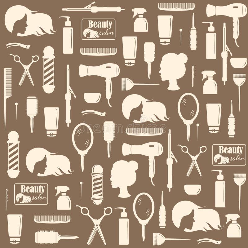 Modelo inconsútil de las herramientas de los peluqueros libre illustration Modelo inconsútil de las herramientas de los peluqueros libre illustration