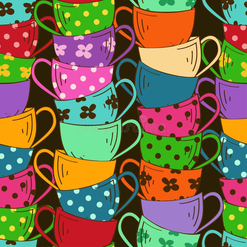 Modelo inconsútil de las tazas de té stock de ilustración Modelo inconsútil de las tazas de té stock de ilustración
