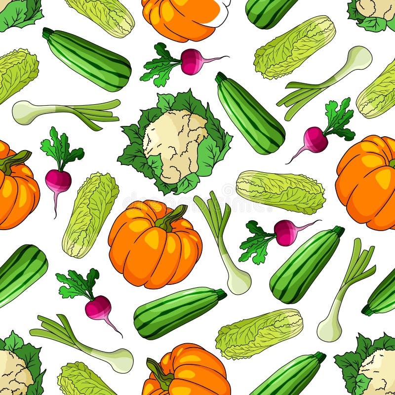 Modelo inconsútil de las verduras maduras de la granja stock de ilustración Modelo inconsútil de las verduras maduras de la granja stock de ilustración