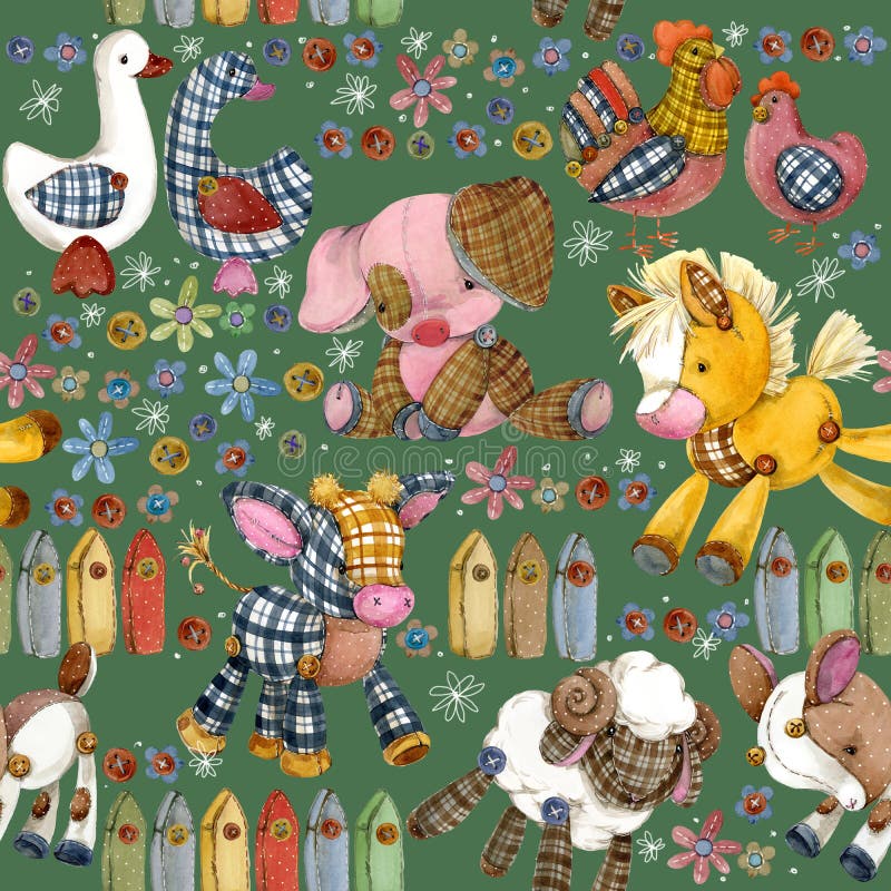 Cartoon farm animals seamless pattern. cute pet watercolor illustration. Cartoon farm animals seamless pattern. cute pet watercolor illustration.