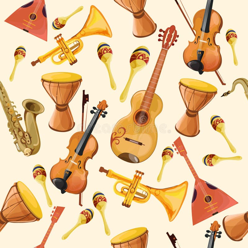 Modelo inconsútil de los instrumentos de música ilustración del vector Modelo inconsútil de los instrumentos de música ilustración del vector