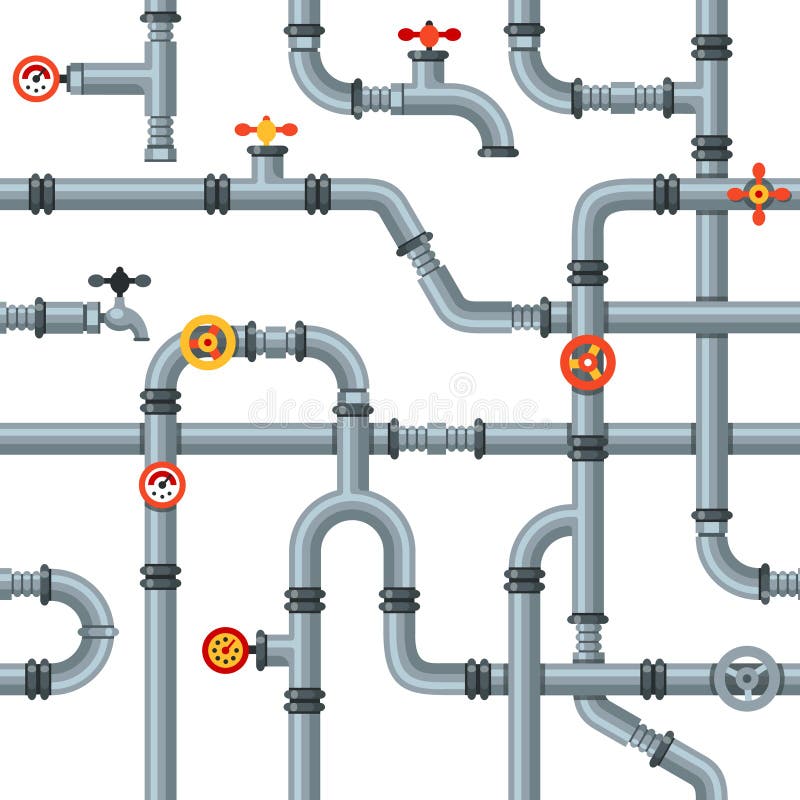 Modelo inconsútil de los tubos industriales Válvulas y golpecitos, dren del tubo que se refresca o indicador de presión de gas de libre illustration Modelo inconsútil de los tubos industriales Válvulas y golpecitos, dren del tubo que se refresca o indicador de presión de gas de libre illustration