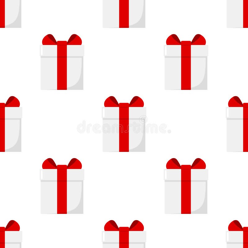 Modelo inconsútil de regalo del icono plano blanco de la caja ilustración del vector Modelo inconsútil de regalo del icono plano blanco de la caja ilustración del vector