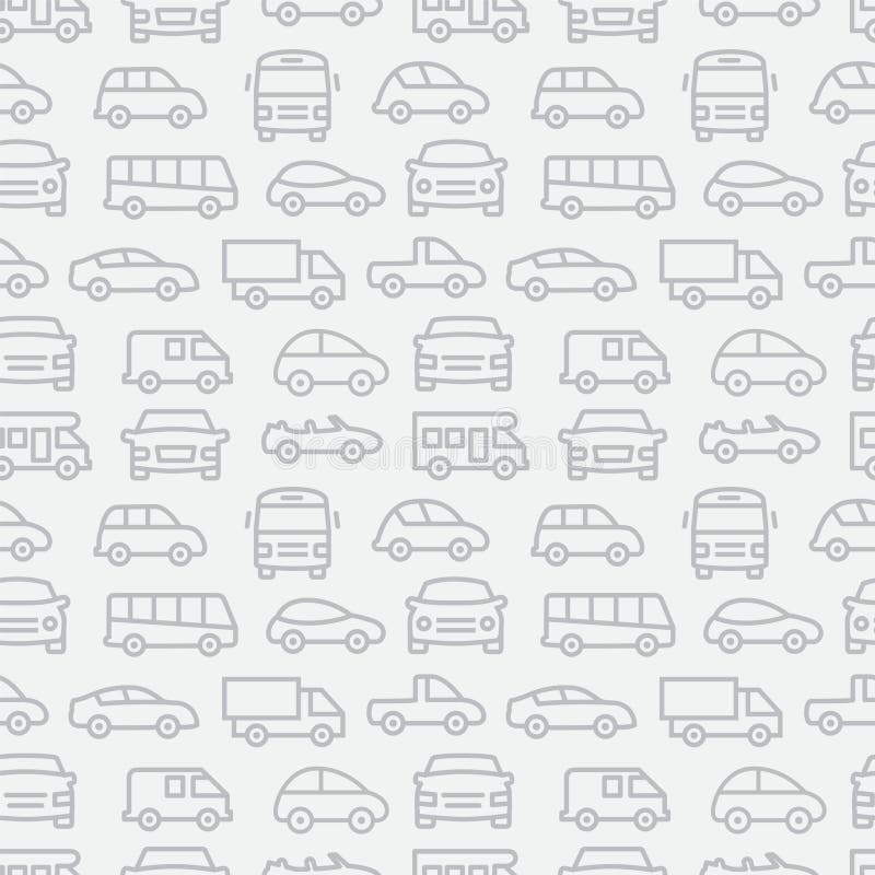 Gray seamless pattern with car line icons. Gray seamless pattern with car line icons