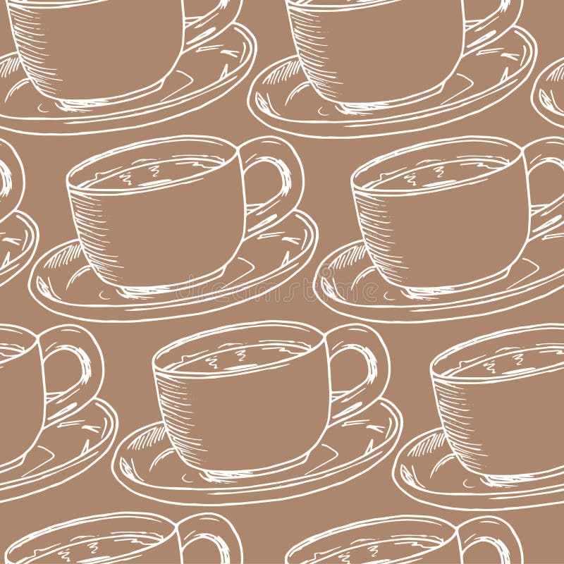 Modelo inconsútil del drenaje de la mano Taza de café, tiempo del té Ilustración del vector stock de ilustración Modelo inconsútil del drenaje de la mano Taza de café, tiempo del té Ilustración del vector stock de ilustración