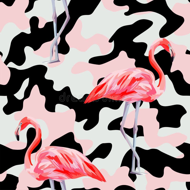 Modelo inconsútil del flamenco rosado del camo ilustración del vector Modelo inconsútil del flamenco rosado del camo ilustración del vector