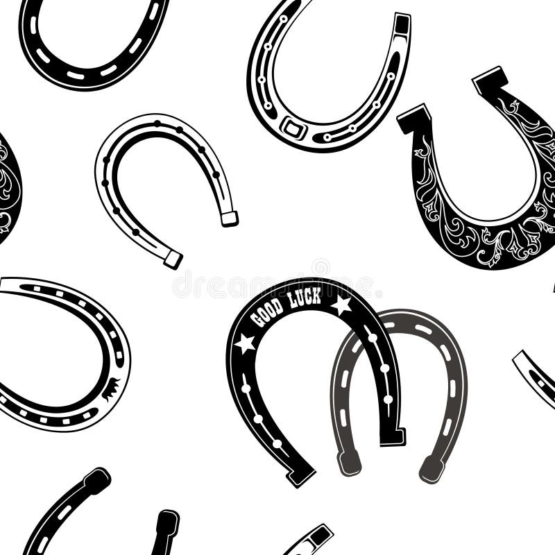 Modelo inconsútil del icono del zapato del caballo Backgro de acero afortunado de las herraduras ilustración del vector Modelo inconsútil del icono del zapato del caballo Backgro de acero afortunado de las herraduras ilustración del vector