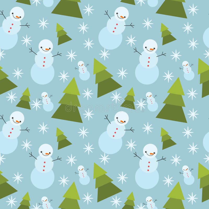 Modelo inconsútil del muñeco de nieve de la American National Standard del árbol del invierno. stock de ilustración Modelo inconsútil del muñeco de nieve de la American National Standard del árbol del invierno. stock de ilustración