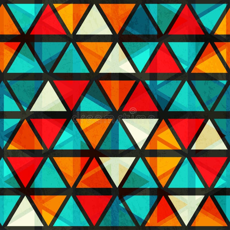 Modelo inconsútil del triángulo brillante del vintage con efecto del grunge ilustración del vector Modelo inconsútil del triángulo brillante del vintage con efecto del grunge ilustración del vector