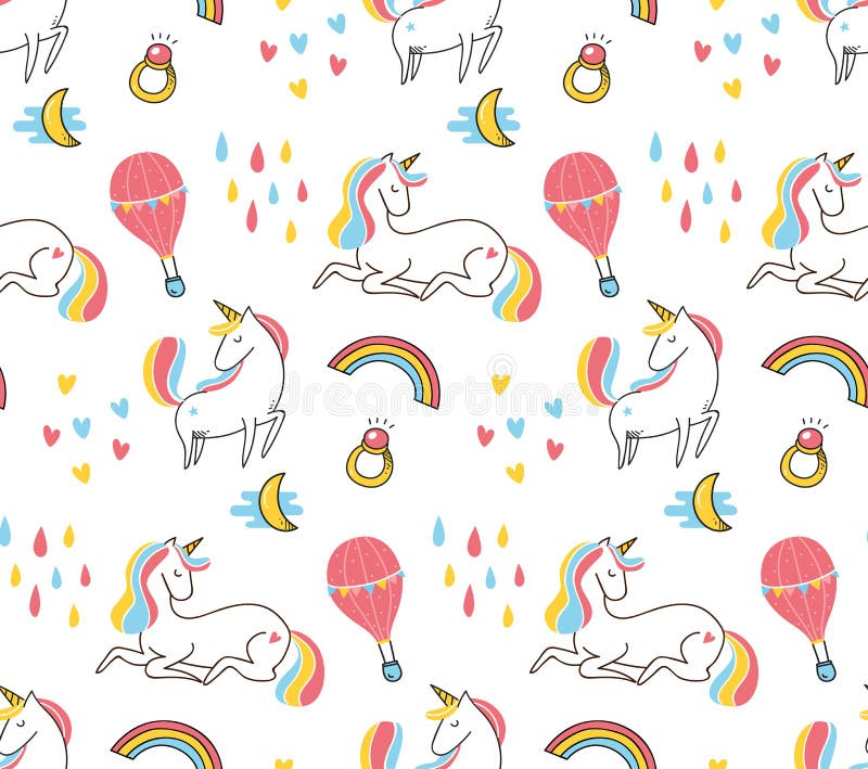 Modelo inconsútil del unicornio colorido lindo libre illustration Modelo inconsútil del unicornio colorido lindo libre illustration