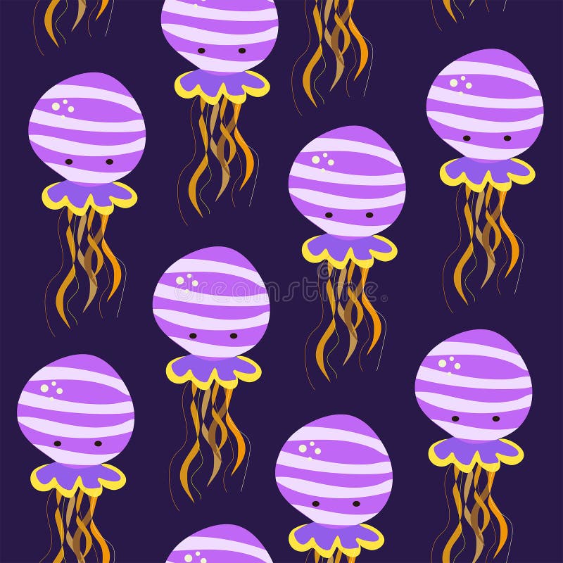 Modelo inconsútil del vector con las medusas divertidas violetas libre illustration Modelo inconsútil del vector con las medusas divertidas violetas libre illustration