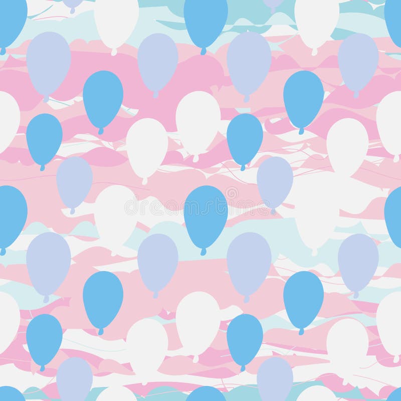Modelo inconsútil del vector con los baloons en el cielo rosado ilustración del vector Modelo inconsútil del vector con los baloons en el cielo rosado ilustración del vector