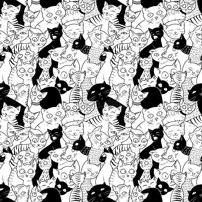 Modelo inconsútil del vector con los gatos lindos stock de ilustración Modelo inconsútil del vector con los gatos lindos stock de ilustración