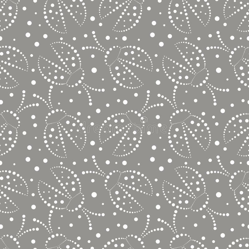 Modelo inconsútil del vector con los insectos, fondo gris y blanco caótico con las mariquitas y los puntos decorativos del primer libre illustration Modelo inconsútil del vector con los insectos, fondo gris y blanco caótico con las mariquitas y los puntos decorativos del primer libre illustration