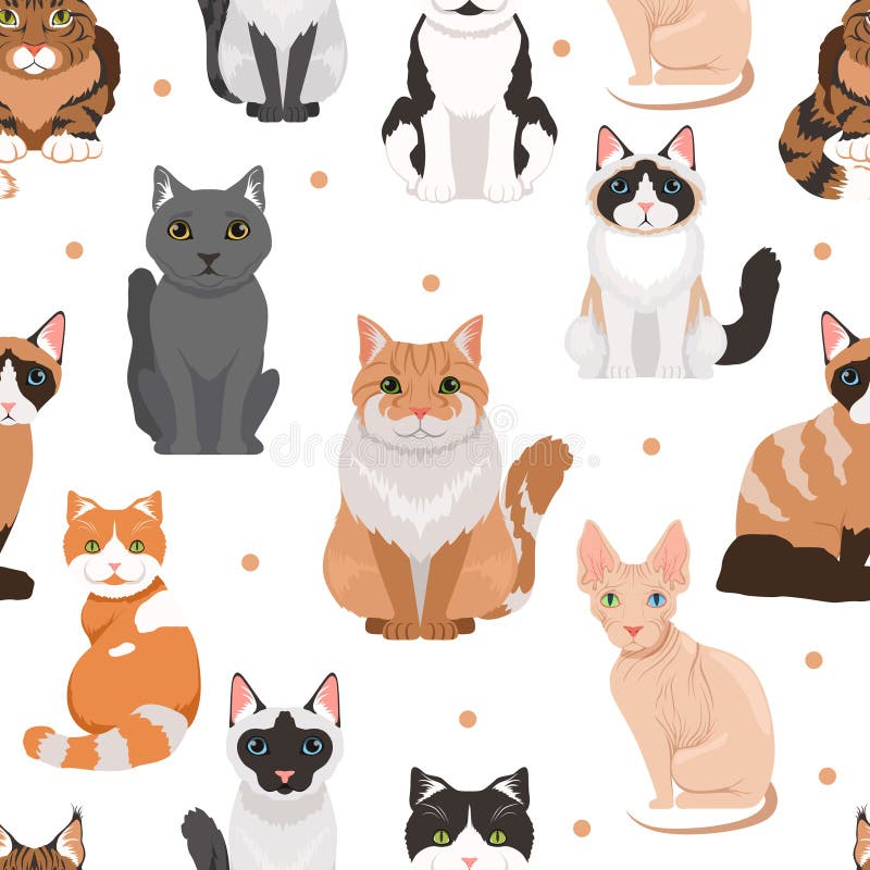 Modelo inconsútil del vector de gatos lindos Imágenes coloreadas de animales domésticos libre illustration Modelo inconsútil del vector de gatos lindos Imágenes coloreadas de animales domésticos libre illustration