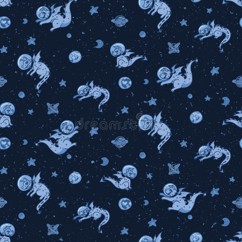 Modelo inconsútil del vector de los muchachos azules del astronauta de la historieta linda del dragón Teja exhausta del cuento de libre illustration Modelo inconsútil del vector de los muchachos azules del astronauta de la historieta linda del dragón Teja exhausta del cuento de libre illustration