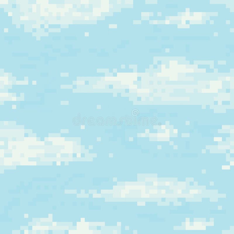 Modelo inconsútil del vector del cielo del arte del pixel stock de ilustración Modelo inconsútil del vector del cielo del arte del pixel stock de ilustración