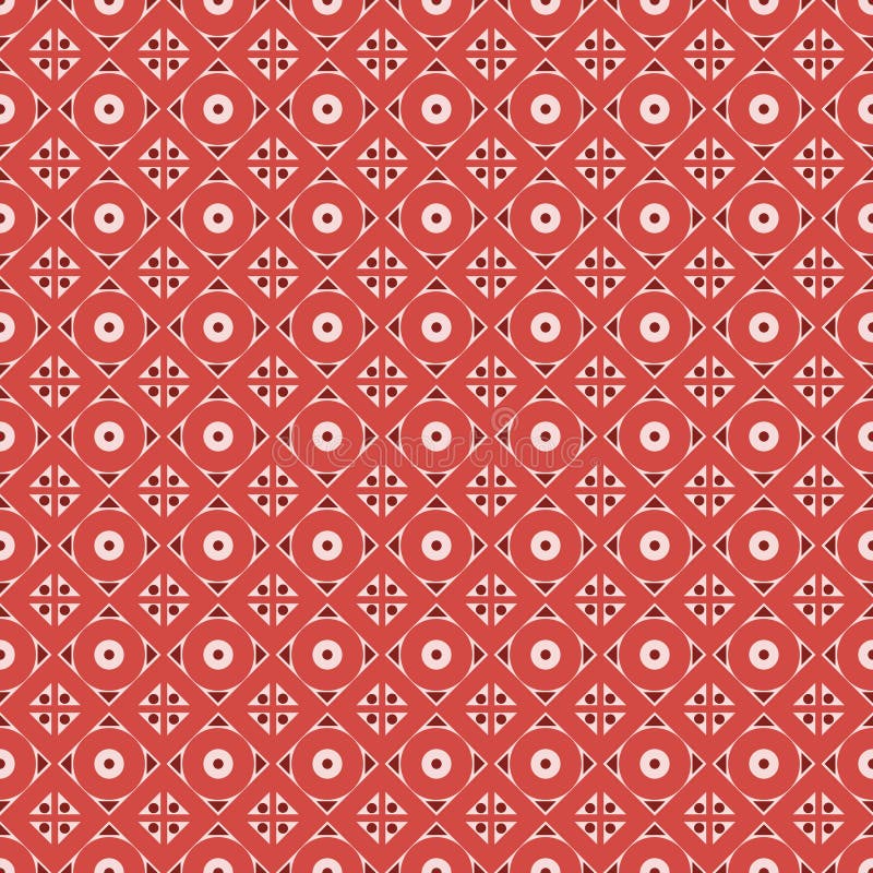 Modelo inconsútil del vector Fondo abstracto geométrico simétrico con el Rhombus y círculos en colores rojos ilustración del vector Modelo inconsútil del vector Fondo abstracto geométrico simétrico con el Rhombus y círculos en colores rojos ilustración del vector
