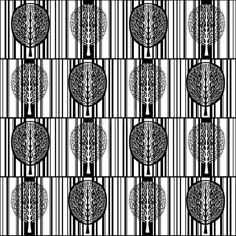 Modelo inconsútil del árbol abstracto, bosque blanco y negro estilizado, dibujo monocromático del vector del vintage Árbol adorna stock de ilustración Modelo inconsútil del árbol abstracto, bosque blanco y negro estilizado, dibujo monocromático del vector del vintage Árbol adorna stock de ilustración