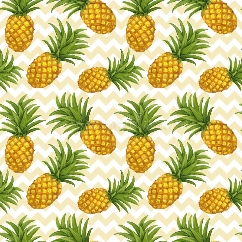 Modelo inconsútil dibujado mano con la piña stock de ilustración Modelo inconsútil dibujado mano con la piña stock de ilustración