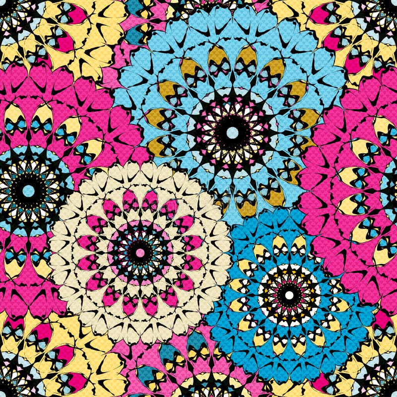 Modelo inconsútil en fondo ornamental colorido del estilo oriental con adornos asiáticos árabes del Islam de los elementos de la ilustración del vector