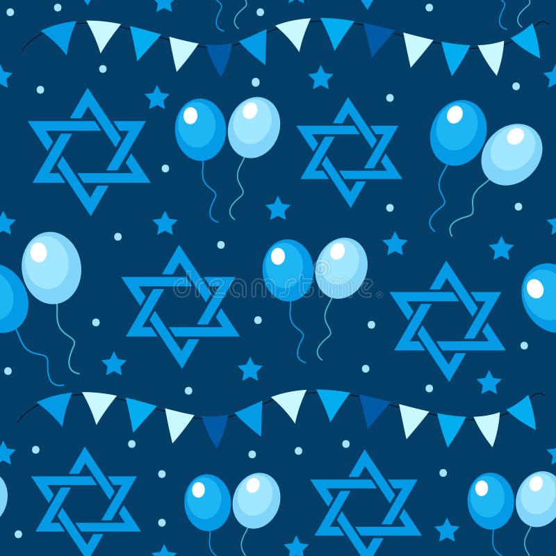 Modelo inconsútil feliz de Israel Independence Day con las banderas y el empavesado Días de fiesta judíos fondo sin fin, textura ilustración del vector Modelo inconsútil feliz de Israel Independence Day con las banderas y el empavesado Días de fiesta judíos fondo sin fin, textura ilustración del vector
