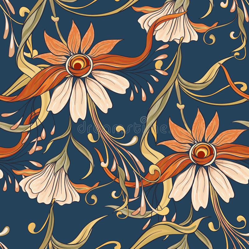Modelo inconsútil floral, fondo en estilo del art nouveau, libre illustration Modelo inconsútil floral, fondo en estilo del art nouveau, libre illustration
