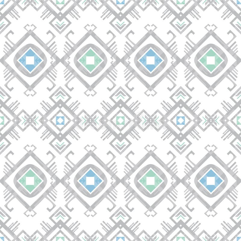 Modelo inconsútil geométrico tribal azul gris del vector stock de ilustración Modelo inconsútil geométrico tribal azul gris del vector stock de ilustración
