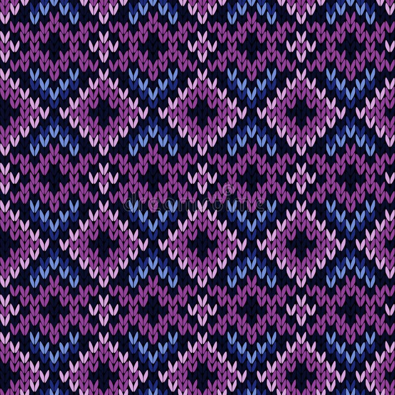 Modelo inconsútil hecho punto en púrpura y azul stock de ilustración Modelo inconsútil hecho punto en púrpura y azul stock de ilustración