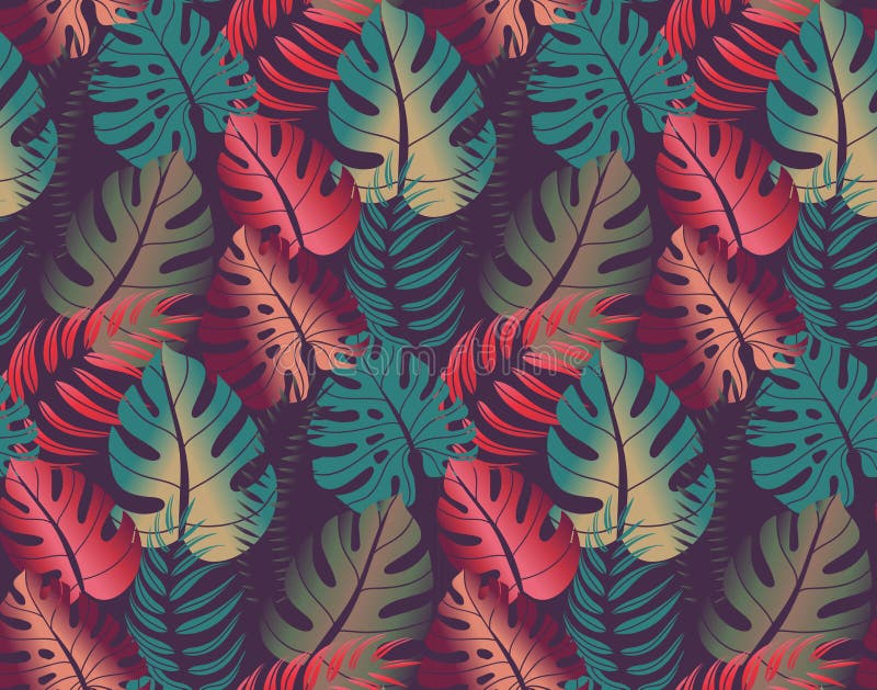 Modelo inconsútil hermoso con las hojas de palma ropical de la selva ilustración del vector Modelo inconsútil hermoso con las hojas de palma ropical de la selva ilustración del vector