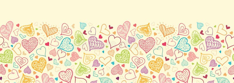 Modelo inconsútil horizontal de los corazones del garabato ilustración del vector Modelo inconsútil horizontal de los corazones del garabato ilustración del vector