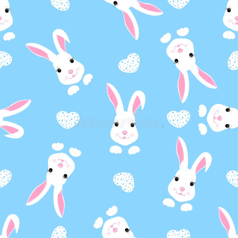 Modelo inconsútil infantil de moda con el conejo y los corazones lindos de Pascua Puede ser utilizado para la decoración del cu stock de ilustración Modelo inconsútil infantil de moda con el conejo y los corazones lindos de Pascua Puede ser utilizado para la decoración del cu stock de ilustración